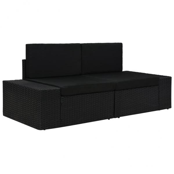 ARDEBO.de - Modulares 2-Sitzer-Sofa Poly Rattan Schwarz