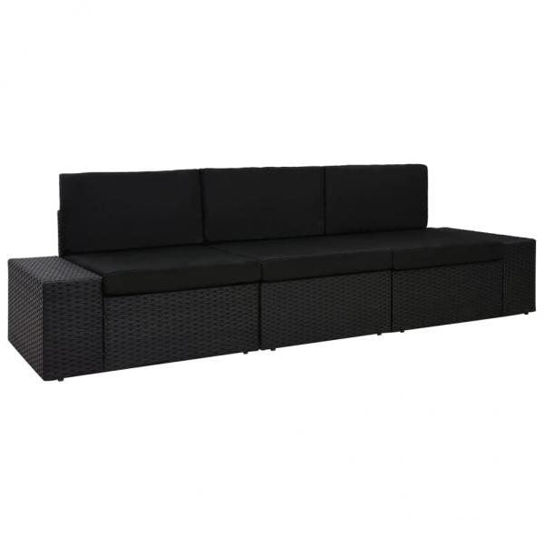 ARDEBO.de - Modulares 3-Sitzer-Sofa Poly Rattan Schwarz