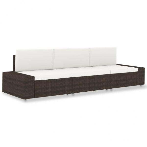 ARDEBO.de - Modulares 3-Sitzer-Sofa Poly Rattan Braun