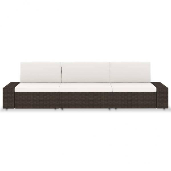 Modulares 3-Sitzer-Sofa Poly Rattan Braun