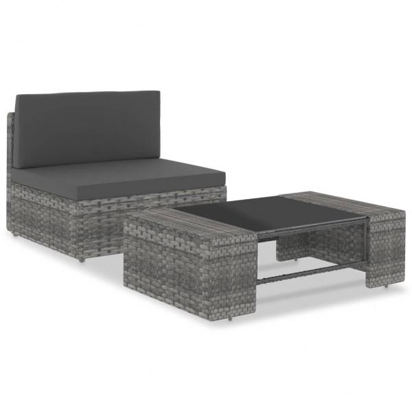 ARDEBO.de - 2-tlg. Garten-Lounge-Set Poly Rattan Grau