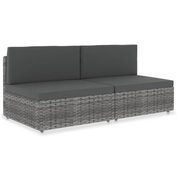 ARDEBO.de - Modulares 2-Sitzer-Sofa Poly Rattan Grau