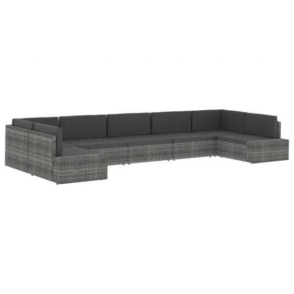 Modulares 2-Sitzer-Sofa Poly Rattan Grau