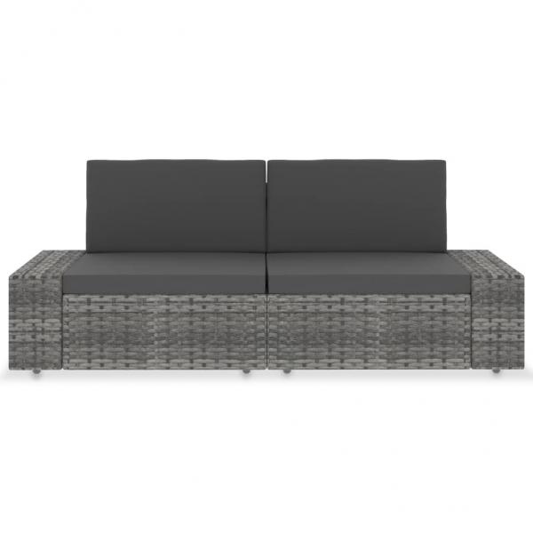 Modulares 2-Sitzer-Sofa Poly Rattan Grau