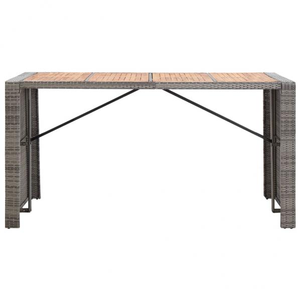 9-tlg. Garten-Bar-Set Poly Rattan und Akazienholz Grau