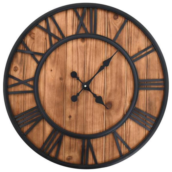 ARDEBO.de - Wanduhr Vintage mit Quarzwerk Holz und Metall 60 cm XXL