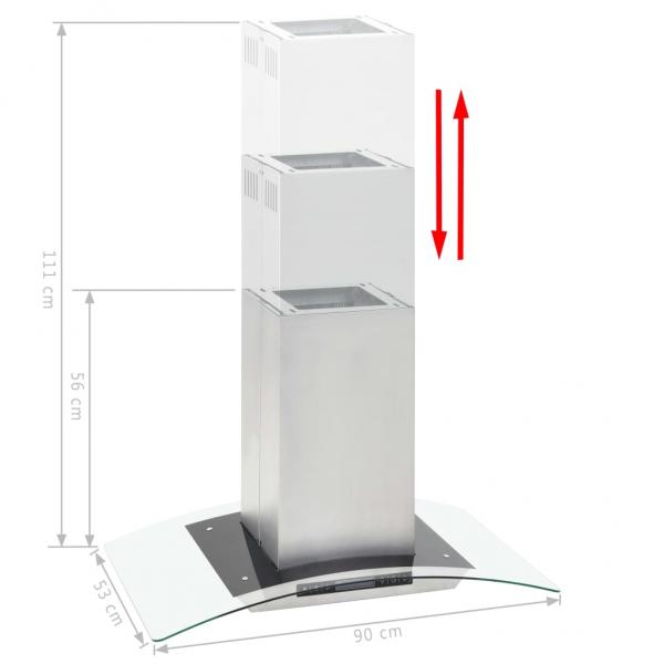 Insel-Dunstabzugshaube 90 cm LCD Touch-Sensor 756 m³/h LED