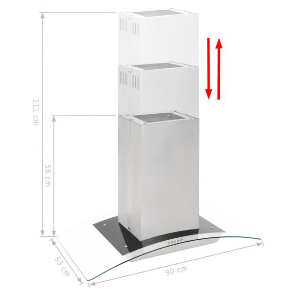 Insel-Dunstabzugshaube 90 cm Edelstahl 756 m³/h LED