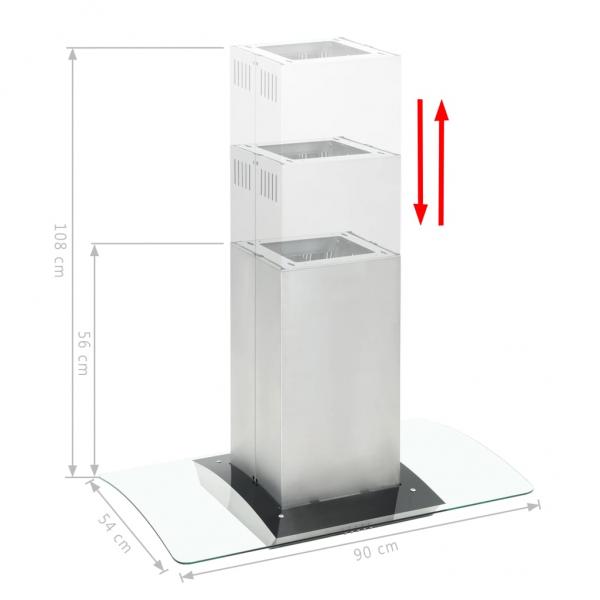 Insel-Dunstabzugshaube 90 cm Edelstahl 756 m³/h LED