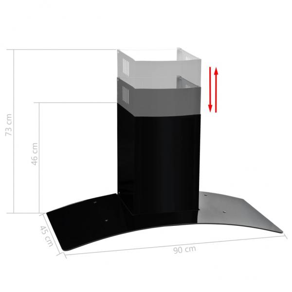 Dunstabzugshaube Wandmontage Edelstahl 756 m³/h 90 cm Schwarz