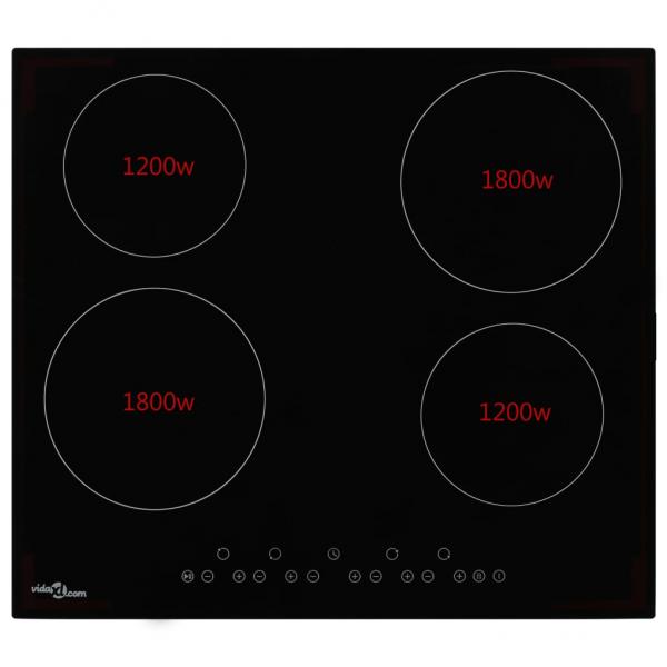 Glaskeramik-Kochfeld mit 4 Platten Touch Control 6000 W