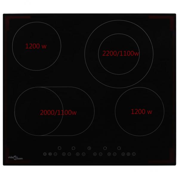 Glaskeramik-Kochfeld mit 4 Platten Touch Control 6600 W