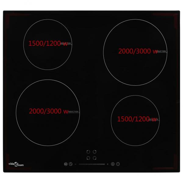 Induktionskochfeld mit 4 Platten Touch Control Glas 7000 W