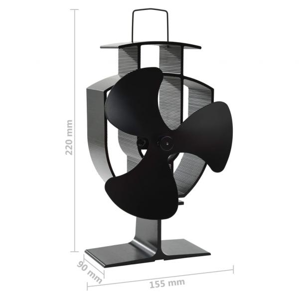 Ofenventilator Wärmebetrieben 3 Blätter Schwarz