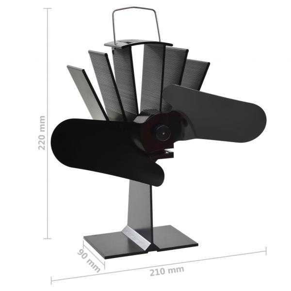 Ofenventilator Wärmebetrieben 2 Blätter Schwarz