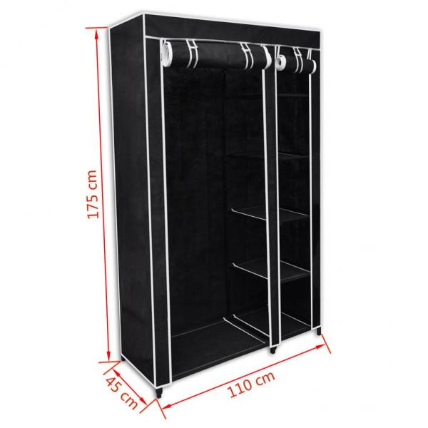 Faltbarer Stoffschrank Schwarz 110 x 45 x 175 cm 