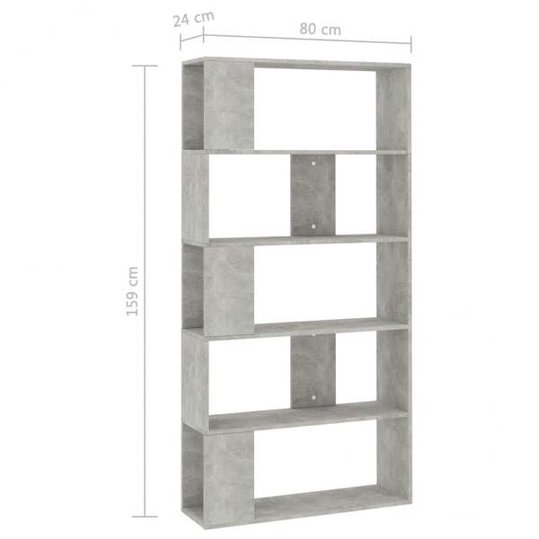 Bücherregal/Raumteiler Betongrau 80x24x159 cm Holzwerkstoff