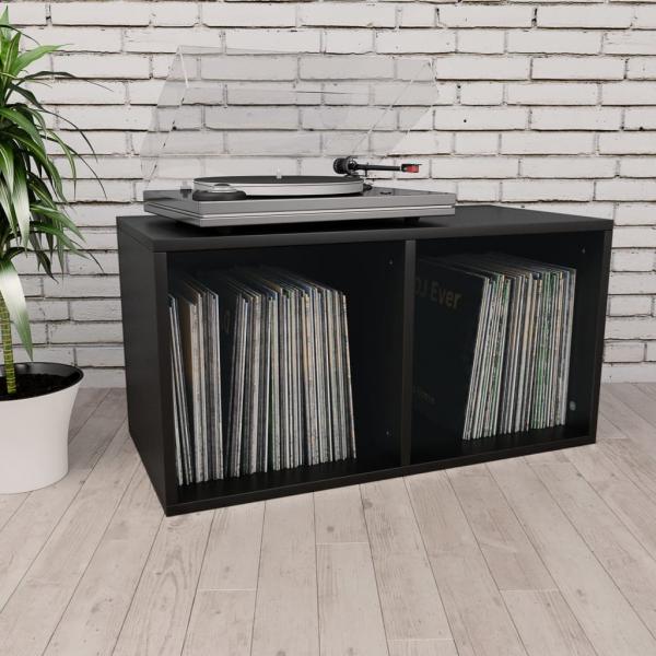 ARDEBO.de - Schallplatten-Aufbewahrungsbox Schwarz 71x34x36cm Holzwerkstoff