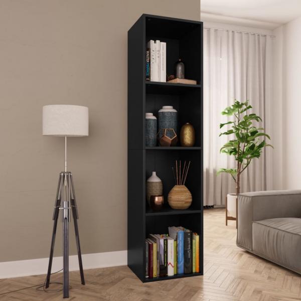 ARDEBO.de - Bücherregal/TV-Schrank Schwarz 36x30x143 cm Holzwerkstoff