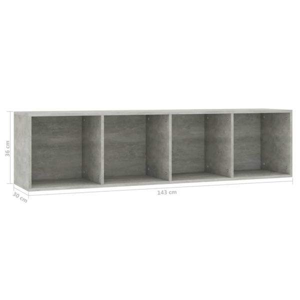 Bücherregal/TV-Schrank Betongrau 36x30x143 cm Holzwerkstoff