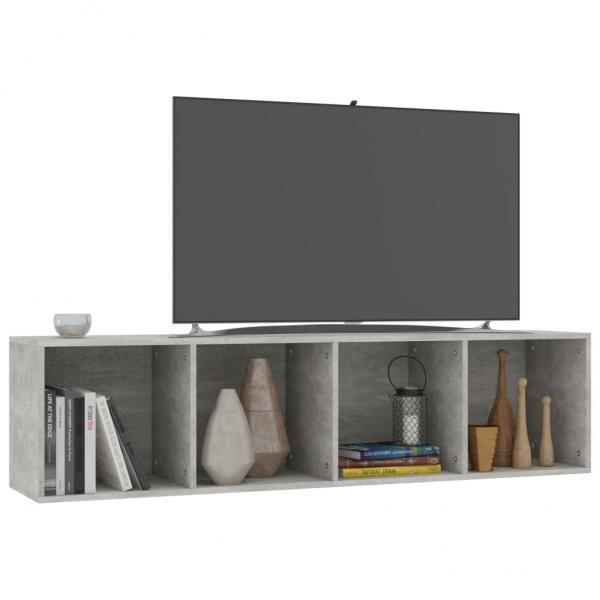 Bücherregal/TV-Schrank Betongrau 36x30x143 cm Holzwerkstoff