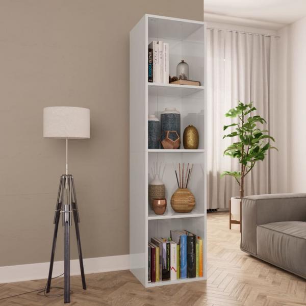 ARDEBO.de - Bücherregal/TV-Schrank Hochglanz-Weiß 36x30x143cm Holzwerkstoff