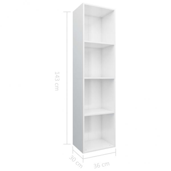 Bücherregal/TV-Schrank Hochglanz-Weiß 36x30x143cm Holzwerkstoff