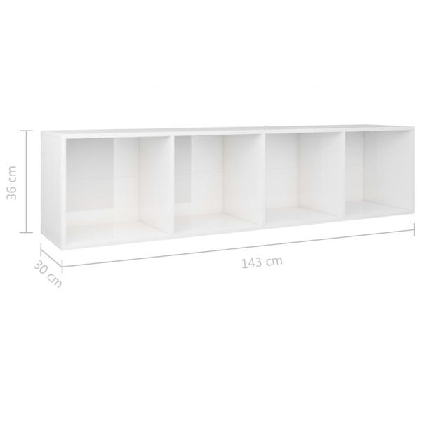 Bücherregal/TV-Schrank Hochglanz-Weiß 36x30x143cm Holzwerkstoff