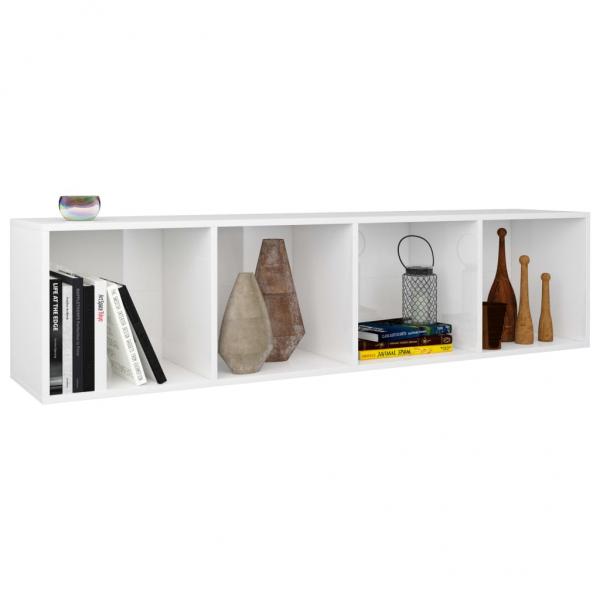 Bücherregal/TV-Schrank Hochglanz-Weiß 36x30x143cm Holzwerkstoff