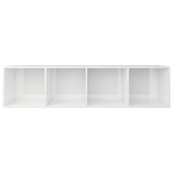 Bücherregal/TV-Schrank Hochglanz-Weiß 36x30x143cm Holzwerkstoff