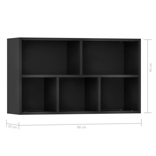 Bücherregal/Sideboard Schwarz 50x25x80 cm Holzwerkstoff