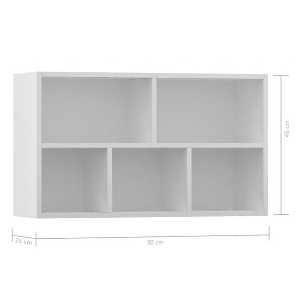 Bücherregal/Sideboard Hochglanz-Weiß 50x25x80 cm Holzwerkstoff