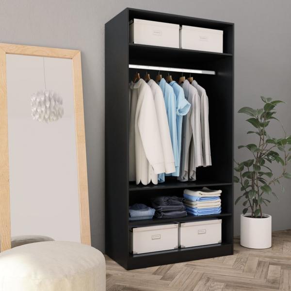 ARDEBO.de - Kleiderschrank Schwarz 100x50x200 cm Holzwerkstoff