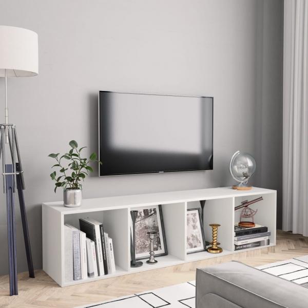 ARDEBO.de - Bücherregal/TV-Schrank Weiß 143×30×36 cm