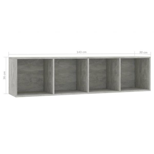 Bücherregal/TV-Schrank Betongrau 143×30×36 cm