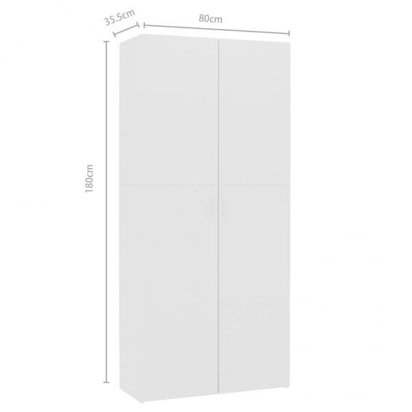 Schuhschrank Hochglanz-Weiß 80x35,5x180 cm Holzwerkstoff