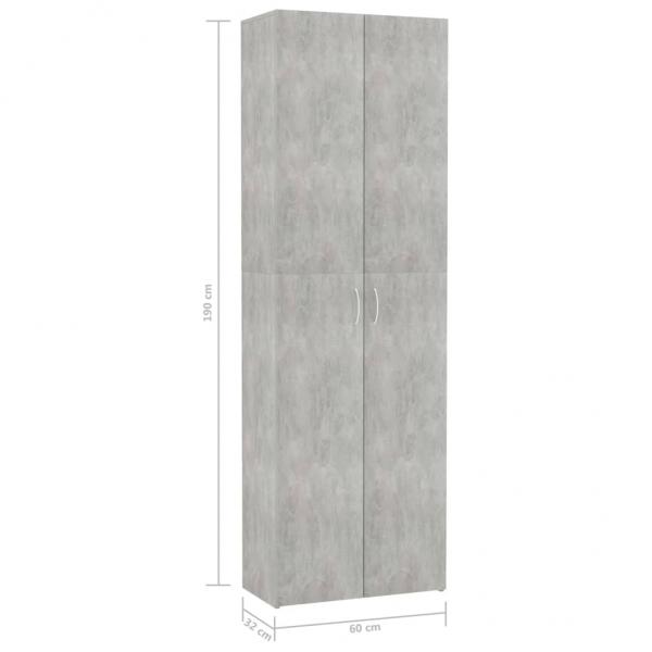 Büroschrank Betongrau 60x32x190 cm Holzwerkstoff