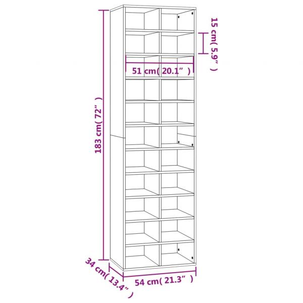 Schuhschrank Betongrau 54x34x183 cm Holzwerkstoff