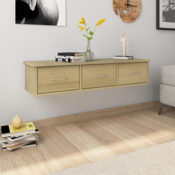 ARDEBO.de - Wand-Schubladenregal Sonoma-Eiche 88x26x18,5 cm Holzwerkstoff