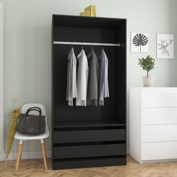 ARDEBO.de - Kleiderschrank Schwarz 100x50x200 cm Holzwerkstoff