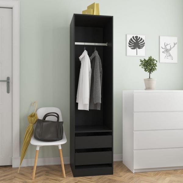 ARDEBO.de - Kleiderschrank mit Schubladen Schwarz 50x50x200cm Holzwerkstoff