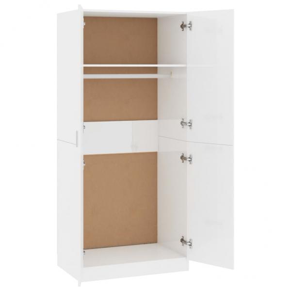 Kleiderschrank Hochglanz-Weiß 80x52x180 cm Holzwerkstoff