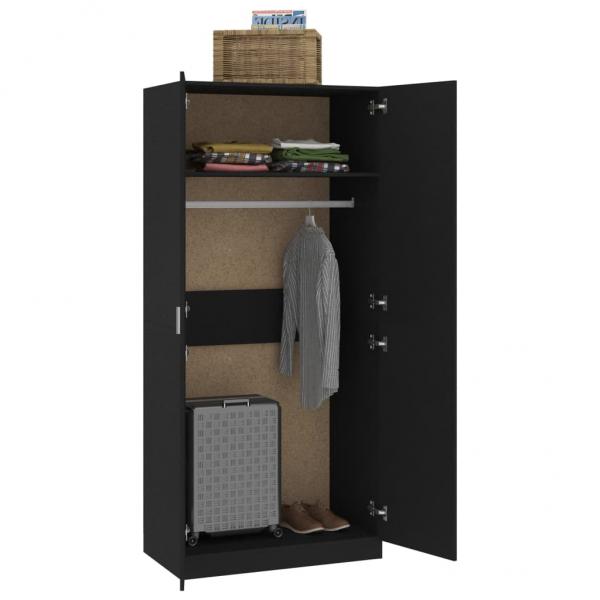 Kleiderschrank Schwarz 90x52x200 cm Holzwerkstoff