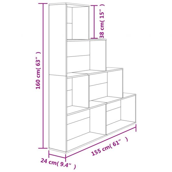 Bücherregal/Raumteiler Betongrau 155x24x160 cm Holzwerkstoff