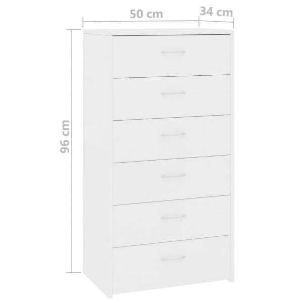 Sideboard mit 6 Schubladen Weiß 50x34x96 cm Holzwerkstoff