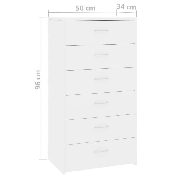 Sideboard 6 Schubladen Hochglanz-Weiß 50x34x96 cm Holzwerkstoff