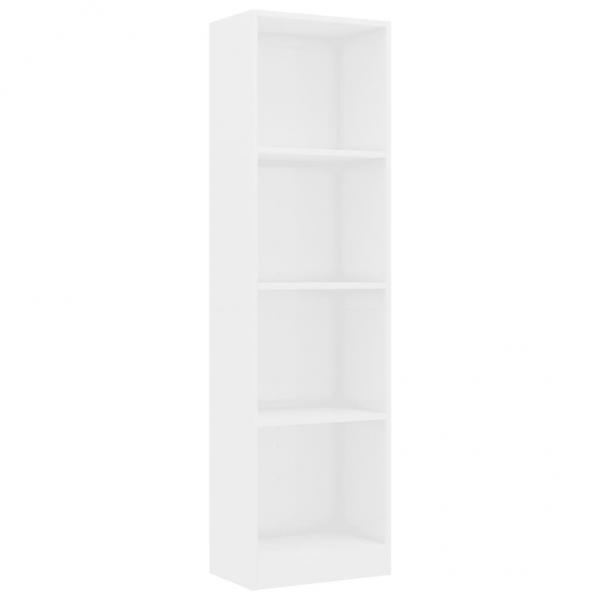 Bücherregal 4 Fächer Hochglanz-Weiß 40x24x142 cm Holzwerkstoff