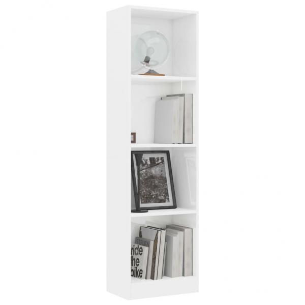 Bücherregal 4 Fächer Hochglanz-Weiß 40x24x142 cm Holzwerkstoff