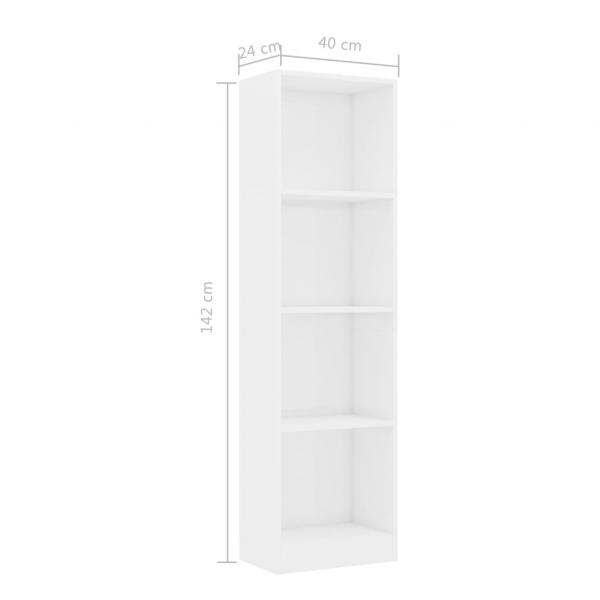 Bücherregal 4 Fächer Hochglanz-Weiß 40x24x142 cm Holzwerkstoff