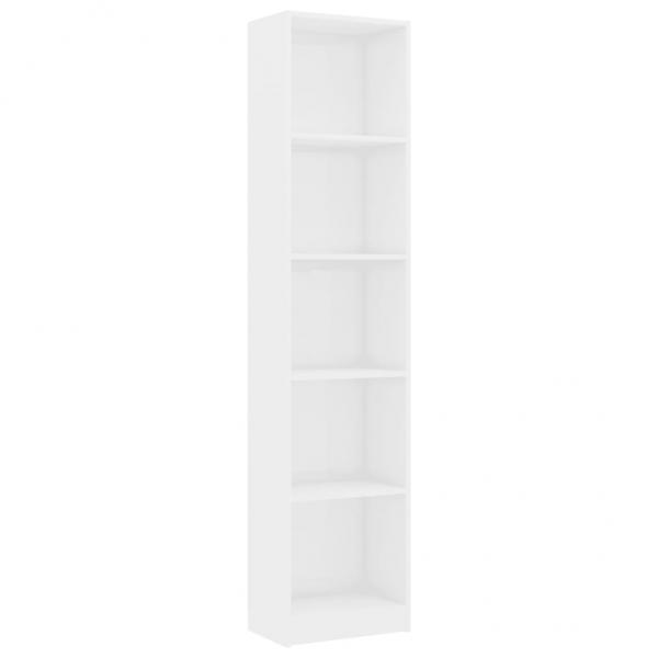 Bücherregal 5 Fächer Hochglanz-Weiß 40x24x175 cm Holzwerkstoff